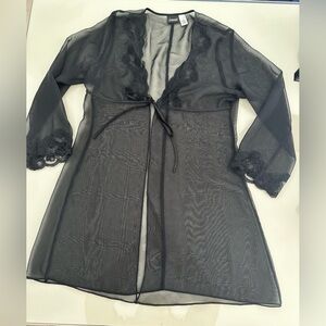 Frederick's of Hollywood Sheer Black Lace Robe